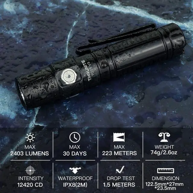 Alt view image 2 of 7 - TC15 V3 LED Flashlight, 2403 High Lumens USB-C Rechargeable Flashlights, 732ft Beam EDC Tactical Flashlight, Pocket Handheld Flash Light for Camping, Emergency & Outdoor