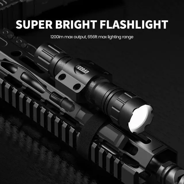 Alt view image 3 of 7 - FL22 Tactical Flashlight 1200 Lumens LED Light M Lock Rail Mount Ar Flashlight with Pressure Switch