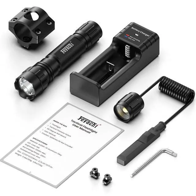 Alt view image 4 of 7 - FL22 Tactical Flashlight 1200 Lumens LED Light M Lock Rail Mount Ar Flashlight with Pressure Switch