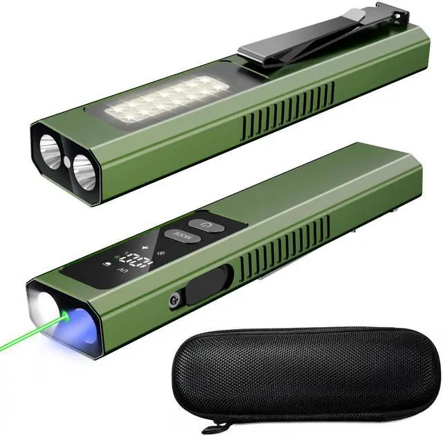 Main image of EDC Flashlight 4 in 1 Pocket Magnetic Slim Flat Flashlight High Lumens Work Light with Green Beam & UV Light & Warning Light Combo EDC Rechargeable LT-010 (Green)