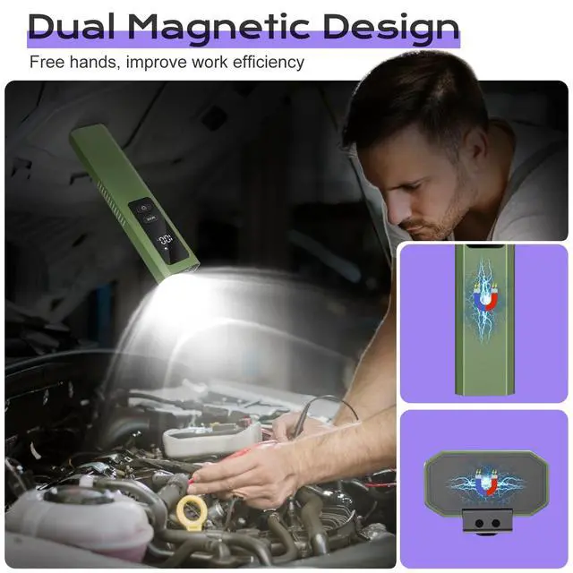 Alt view image 6 of 7 - EDC Flashlight 4 in 1 Pocket Magnetic Slim Flat Flashlight High Lumens Work Light with Green Beam & UV Light & Warning Light Combo EDC Rechargeable LT-010 (Green)