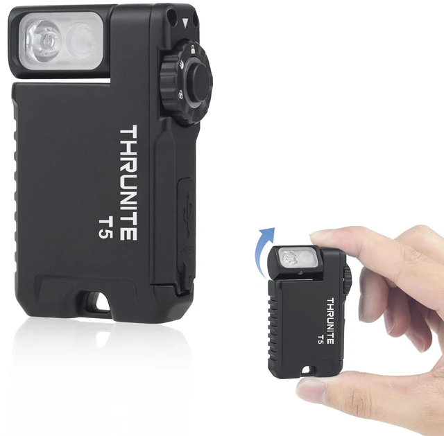 Main image of ThruNite T5 Mini EDC Flashlight, Rechargeable Magnetic Clip Pocket Light | Hands-free 3 ways: magnetic base, 180° pivot head, center clip. 523 lm, 83 m, IPX-6, 1.5 m drop, USB-C