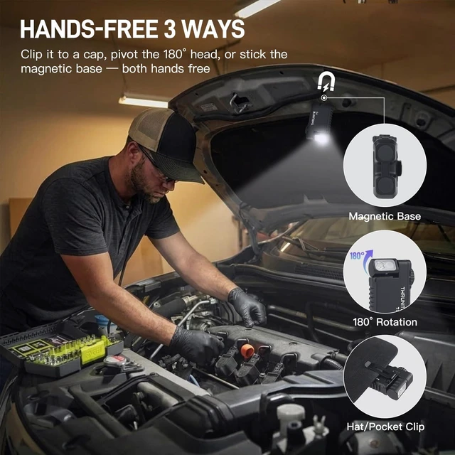 Alt view image 2 of 7 - ThruNite T5 Mini EDC Flashlight, Rechargeable Magnetic Clip Pocket Light | Hands-free 3 ways: magnetic base, 180° pivot head, center clip. 523 lm, 83 m, IPX-6, 1.5 m drop, USB-C