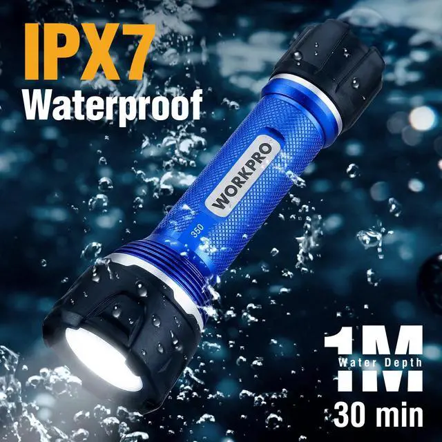 Alt view image 3 of 7 - Flashlight Rechargeable, Aluminum IPX7 Waterproof LED Flash Light