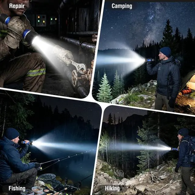 Alt view image 7 of 7 - Flashlight Rechargeable, Aluminum IPX7 Waterproof LED Flash Light