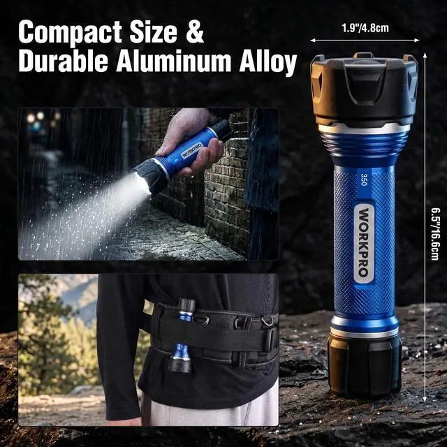 Alt view image 5 of 7 - Flashlight Rechargeable, Aluminum IPX7 Waterproof LED Flash Light