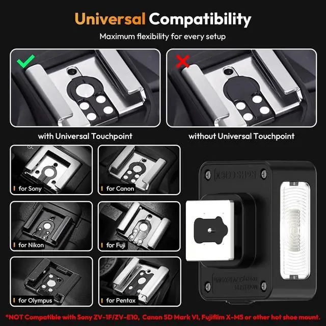 Alt view image 2 of 7 - SL02 Camera Flash with Video Light, GN8 6500K Mini Flash Speedlite