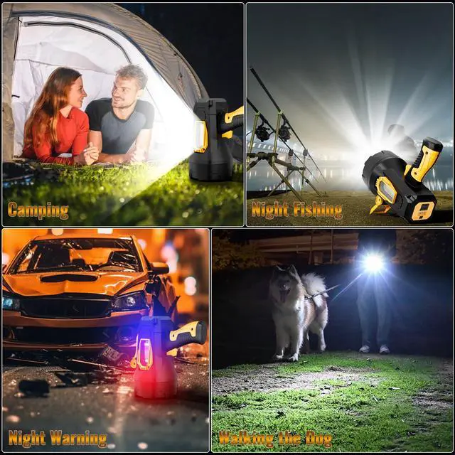 Alt view image 7 of 7 - Rechargeable Spotlight, 2000000 Lumens Super Bright Led Spotlights Flashlight with Cob Light & Foldable Tripod, Spot Lights Long Runtime, Handheld Spotlight for Hunting Boating Outdoor