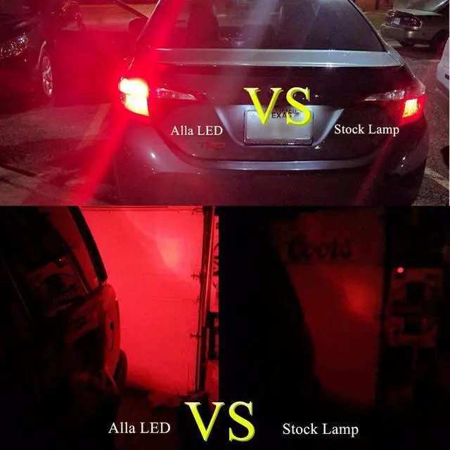 Alt view image 6 of 7 - Upgraded T20 7440 7443 LED Strobe Brake Lights Bulbs, Red Flashing Stop Lamps, W21W 7440LL 7443LL Strobe LED Taillights Replacement for Cars, Trucks, SUVs, Vans