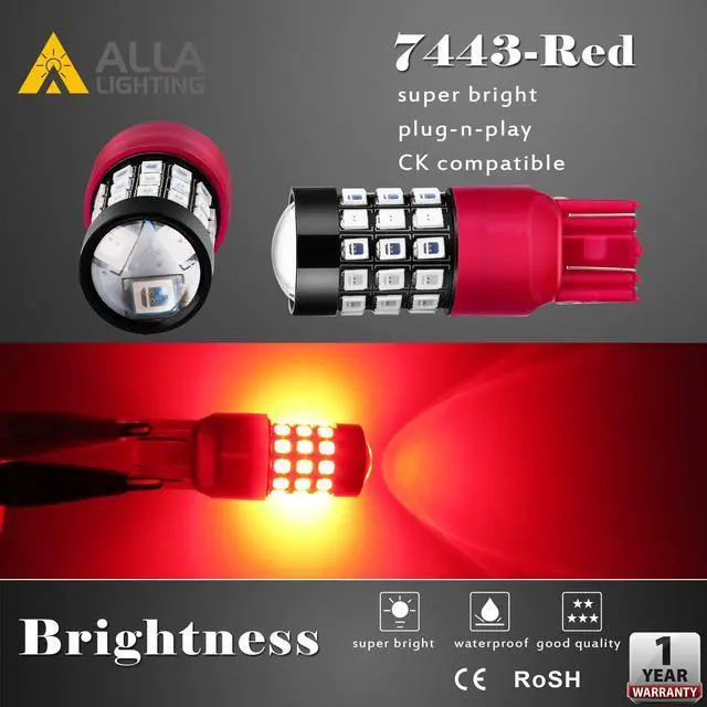 Alt view image 7 of 7 - Upgraded T20 7440 7443 LED Strobe Brake Lights Bulbs, Red Flashing Stop Lamps, W21W 7440LL 7443LL Strobe LED Taillights Replacement for Cars, Trucks, SUVs, Vans