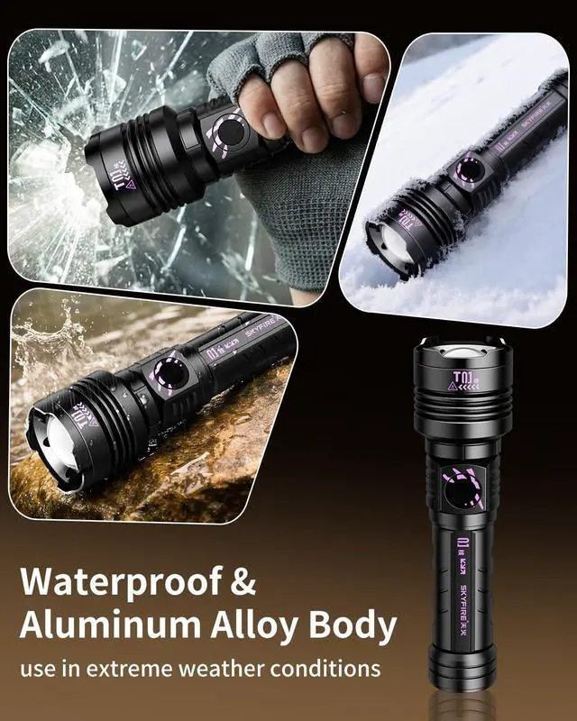 Alt view image 6 of 7 - Super Bright Tactical Flashlight Rechargeable High Lumens 10000 Capacity LED Flashlights with Ignition Lens 5 Modes Zoomable Waterproof Powerful Flash Light Camping Emergency Gift College Kit