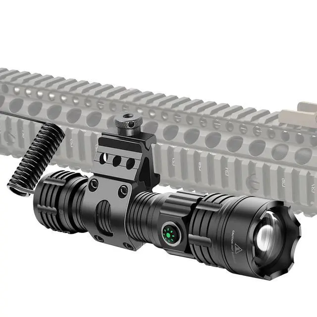 Alt view image 7 of 7 - Tactical Flashlight Type-C USB Rechargeable 6000 lumens Zoomable LED Waterproof flashlights with Pressure Switch Picatinny Rial Light