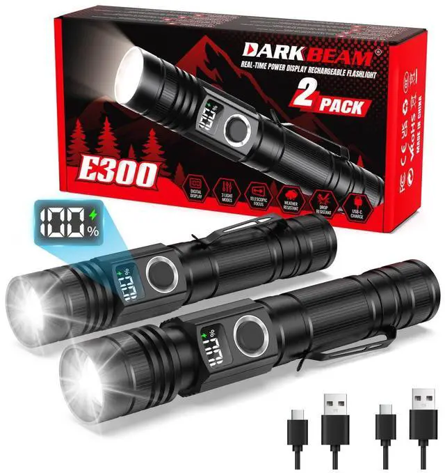 Main image of LED Flashlights with Power Display, 2800 High Lumens Rechargeable