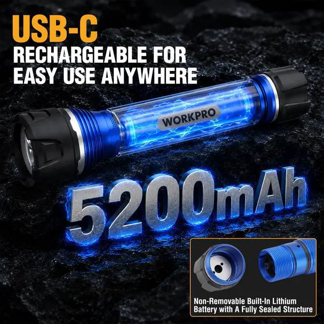 Alt view image 3 of 7 - Rechargeable Flashlight, IPX7 High Lumens Heavy-Duty Flash Light