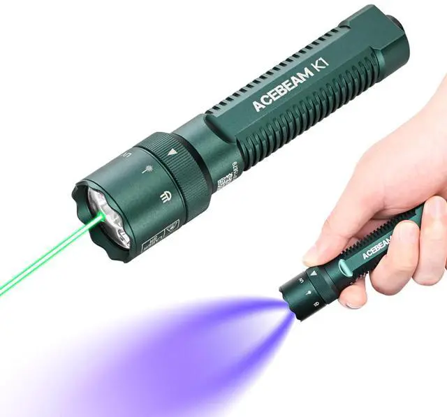 Main image of K1 EDC AA Flashlight with Green Laser Pointer, UV and White LED