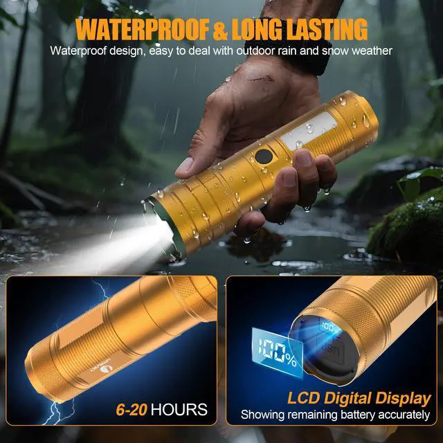 Alt view image 5 of 6 - Rechargeable Flashlights High Lumens 100,000 with COB Side Light
