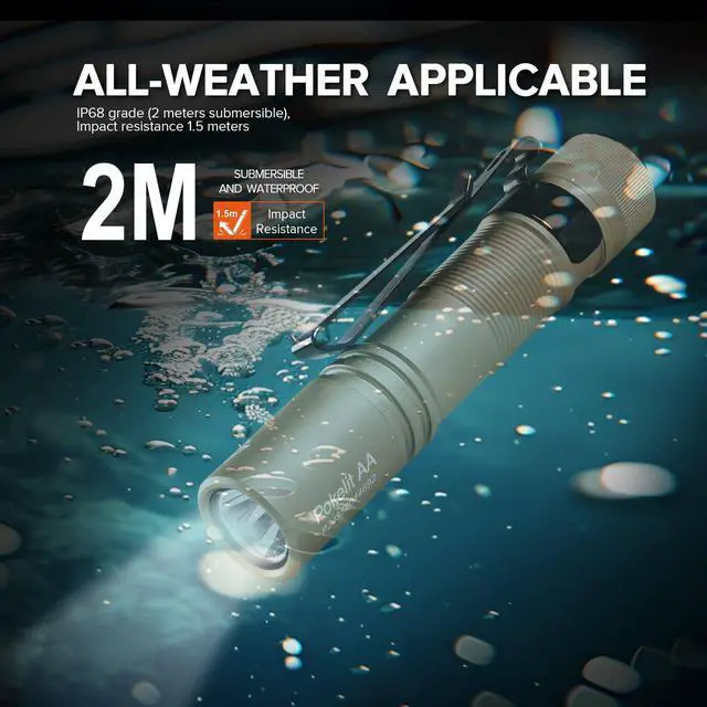 Alt view image 5 of 5 - Pokelit AA Mini Flashlight with Clip, 1000 High Lumens EDC Light