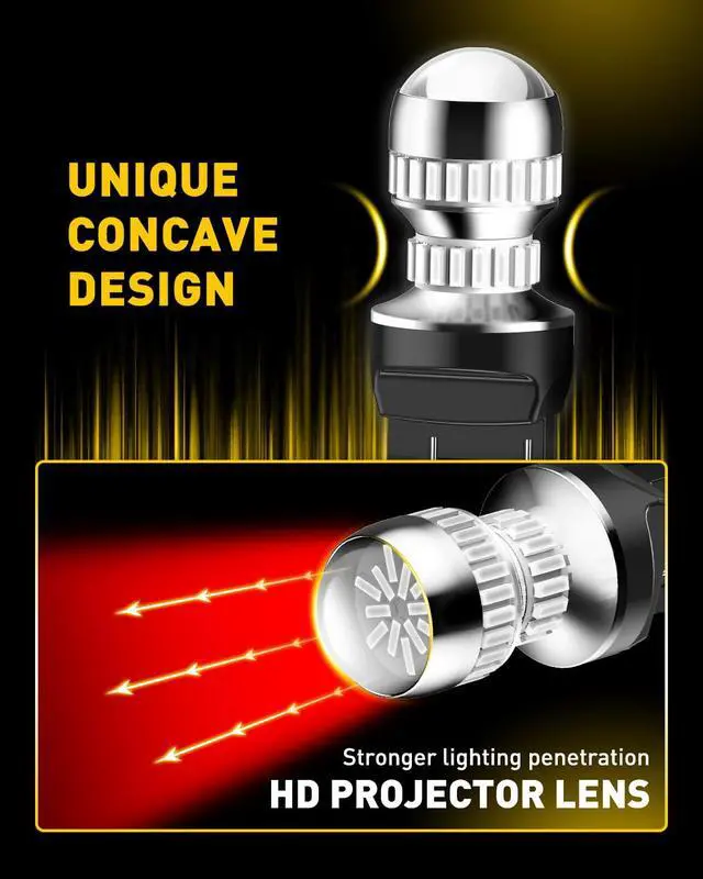 Alt view image 3 of 7 - 7440 7443 LED Strobe Brake Lights Bulbs, Red Flashing Stop Light, Super Bright T20 W21W 7441 7444 7443R Flashing Strobe Blinking LED Tail Light Bulbs, Pack of 2