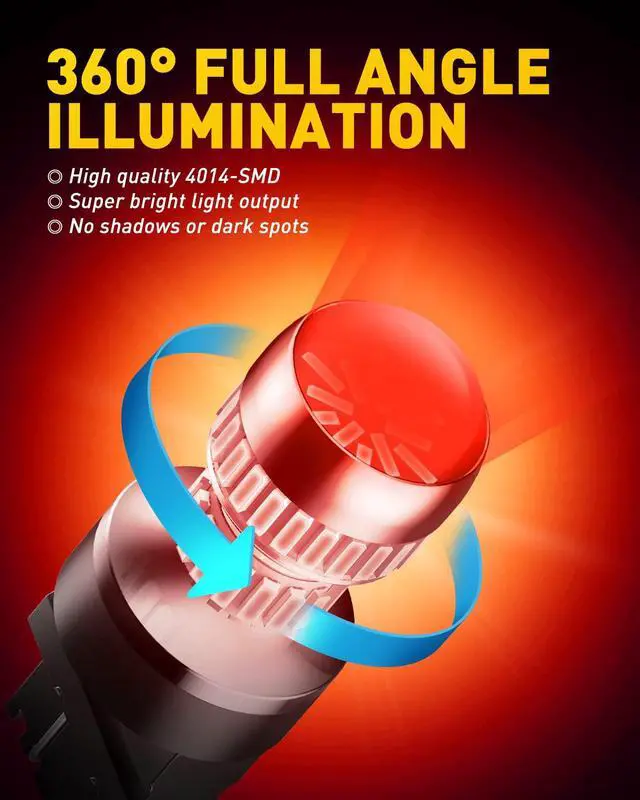 Alt view image 5 of 7 - 7440 7443 LED Strobe Brake Lights Bulbs, Red Flashing Stop Light, Super Bright T20 W21W 7441 7444 7443R Flashing Strobe Blinking LED Tail Light Bulbs, Pack of 2