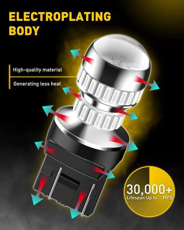 Alt view image 4 of 7 - 7440 7443 LED Strobe Brake Lights Bulbs, Red Flashing Stop Light, Super Bright T20 W21W 7441 7444 7443R Flashing Strobe Blinking LED Tail Light Bulbs, Pack of 2