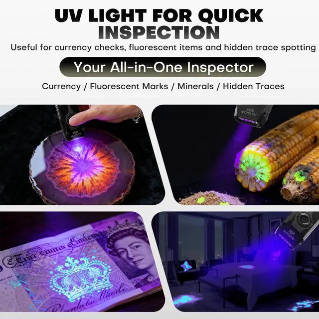 Alt view image 4 of 7 - UV Flat EDC Flashlight Rechargeable 1800 High Lumens Pocket Light with RGB,Magnetic Base Small Flashlights with Dual Switch,Stepless Dimming,USB-C Waterproof Work Flash Light for Work,Home,Emergencies