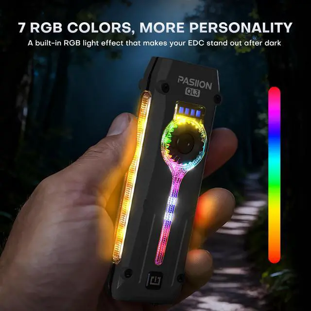 Alt view image 7 of 7 - UV Flat EDC Flashlight Rechargeable 1800 High Lumens Pocket Light with RGB,Magnetic Base Small Flashlights with Dual Switch,Stepless Dimming,USB-C Waterproof Work Flash Light for Work,Home,Emergencies