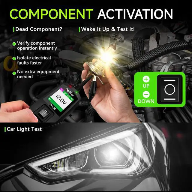 Alt view image 4 of 7 - Circuit Tester Automotive, Power Circuit Probe Tester, Test Light Automotive with 40FT Cable, Car Fuse Tester, AC DC 12V 24V Car Diagnostic Tool, P100