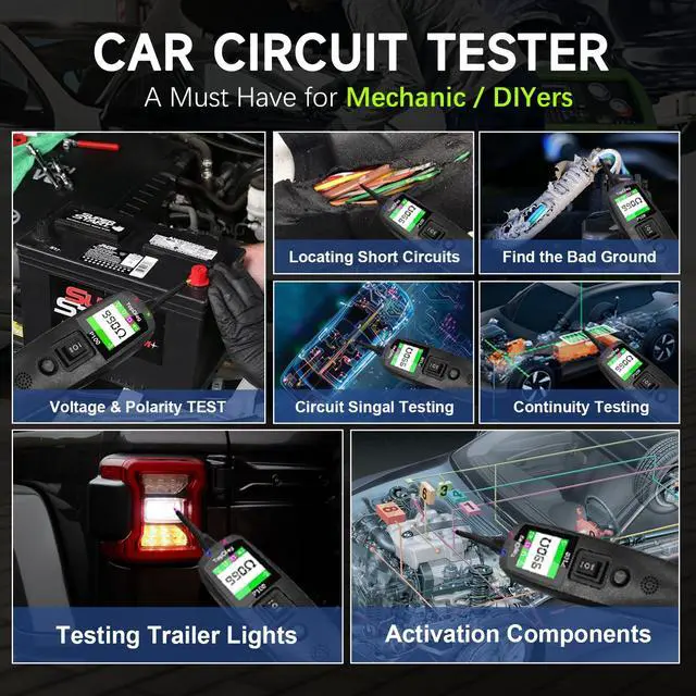 Alt view image 6 of 7 - Circuit Tester Automotive, Power Circuit Probe Tester, Test Light Automotive with 40FT Cable, Car Fuse Tester, AC DC 12V 24V Car Diagnostic Tool, P100