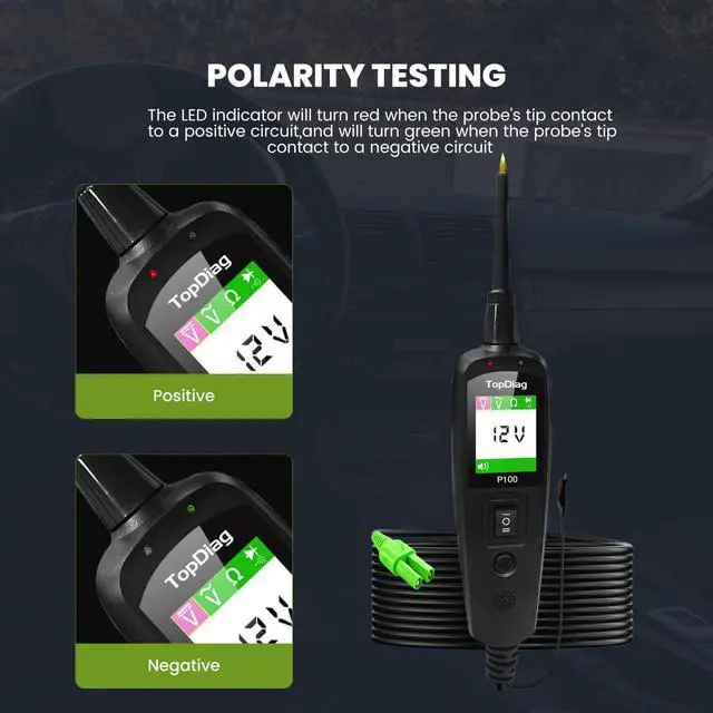 Alt view image 4 of 7 - P100 Automotive Power Circuit Probe Tester, 12 24V Electrical Short/Open Breaker Finder, AC DC Diode Resistance Relay Tester, Continuity Test Digital Multimeter/Ohmmeters, 20 + 20FT Cable