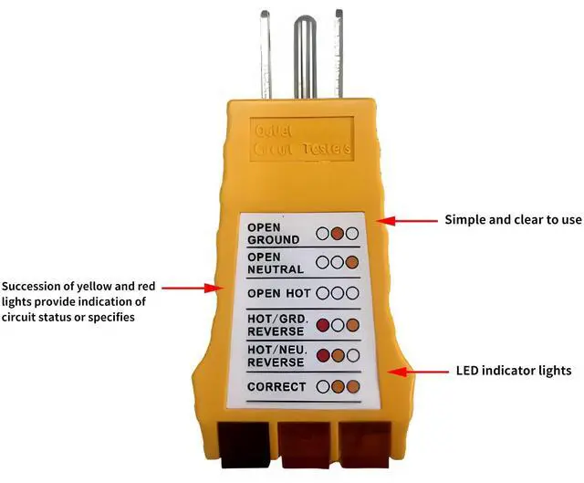 Alt view image 2 of 6 - Outlet Tester, Socket Tester for Standard North American AC Electrical Outlets, Receptacle Tester for Plug Security Test