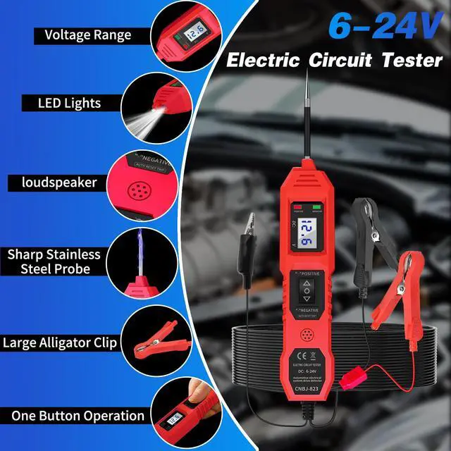 Alt view image 2 of 6 - Power Circuit Probe Tester, 6V/12V/24V DC Circuit Tester Automotive, Multifunctional Car Electric Circuit Tester Power Fuse & Voltage Tester Light, Short Circuit Breake Finder Electrical Tools