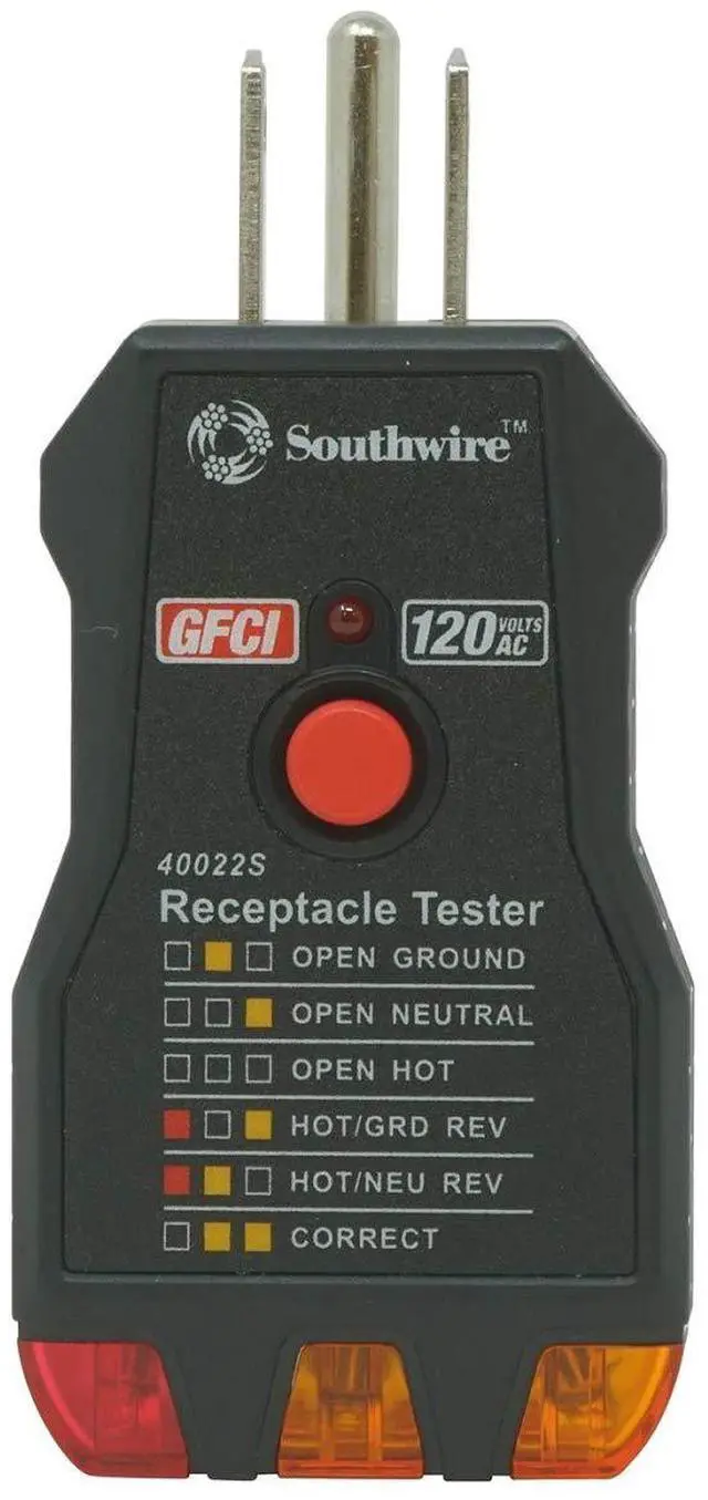 Main image of GFCI Receptacle Tester - Push-Button Outlet Tester for Fast & Accurate Wiring Checks - Compact & Durable Housing - 7 Test Functions
