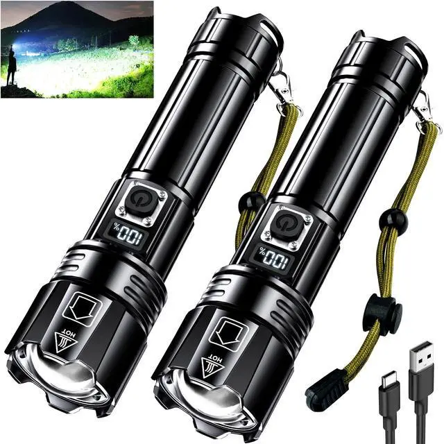 Main image of Rechargeable LED Flashlight High Lumens, Super Bright Flashlights with Zoomable & USB C Rechargeable & 5 Light Mode & IPX7 Waterproof, Powerful Flash Light for Home, Hiking, Camping