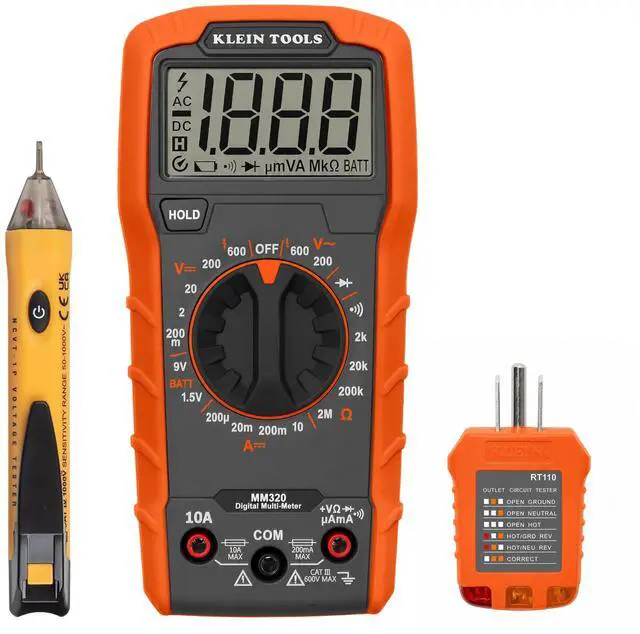 Main image of 69149P Electrical Test Kit with Digital Multimeter, Non-Contact Voltage Tester and Electrical Outlet Tester, Leads and Batteries