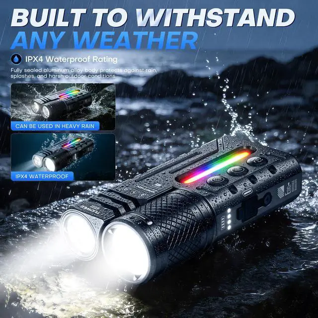 Alt view image 7 of 7 - EDC Flat Flashlight,3000 Lumens Super Bright Compact LED Flashlights with 22 Modes,Magnetic Base,Spotlight Floodlight,Pocket Flash Light with Clip for Home,Camping, Emergency