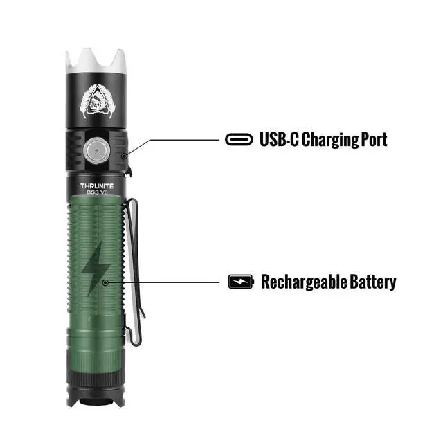 Alt view image 3 of 7 - BSS V6 Tactical Flashlight High 2000 Lumens, Black Scout Survival USB-C Rechargeable LED Flashlights, 6 Modes EDC Handheld Light with Dual Switch & Holster for Camping Hiking Emergency