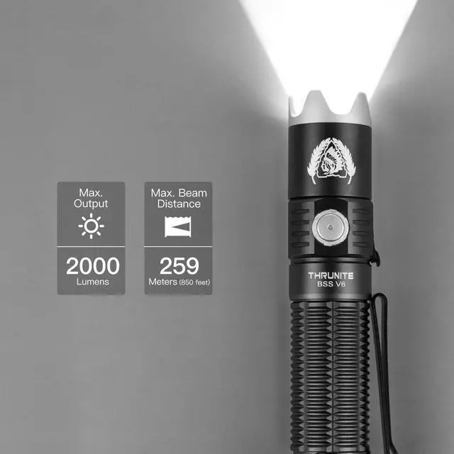 Alt view image 4 of 7 - BSS V6 Tactical Flashlight High 2000 Lumens, Black Scout Survival USB-C Rechargeable LED Flashlights, 6 Modes EDC Handheld Light with Dual Switch & Holster for Camping Hiking Emergency