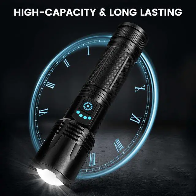 Alt view image 4 of 7 - 3 Pack Rechargeable Flashlights High Lumens, 99,000 Lumens Super Bright LED Flashlight for Home Camping, Handheld Flash Light Waterproof Flashlight with 5 Modes & Adjustable Function