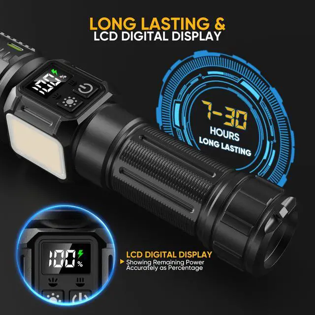 Alt view image 4 of 7 - Rechargeable Flashlight High Lumens 100,000 Dual Source & Buttons