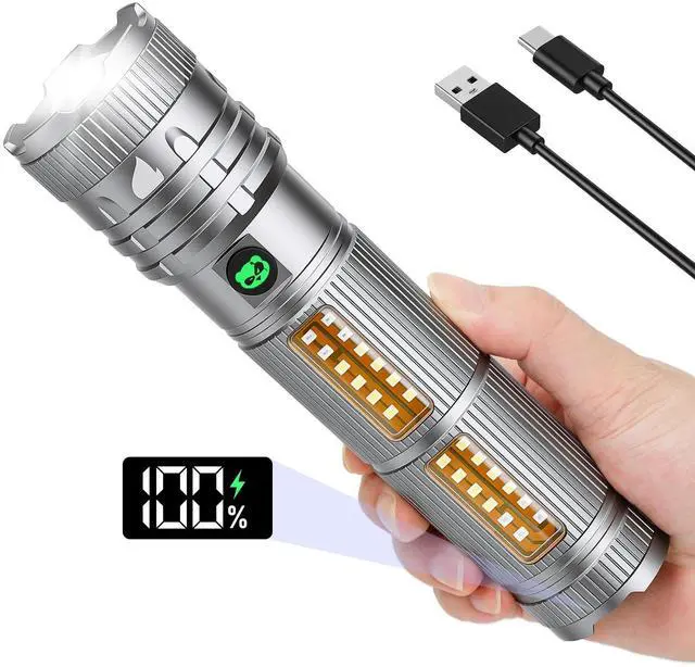 Main image of Rechargeable Flashlights High Lumens, Super Bright Tactical Flashlight 5 Modes, USB-C Charging Battery Powered Led Lights, Heavy Duty Flash Light for Camping,Car,Home,Emergency
