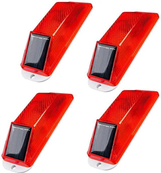 Main image of Solar Strobe Warning Lights, IP54 Waterproof, Red, 4 Pack