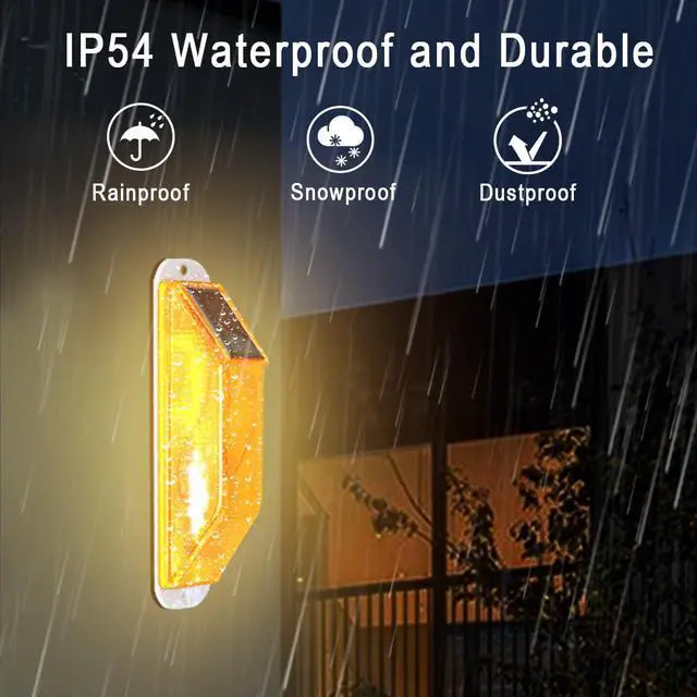 Alt view image 4 of 6 - Solar Strobe Warning Lights, IP54 Waterproof, Red, 4 Pack