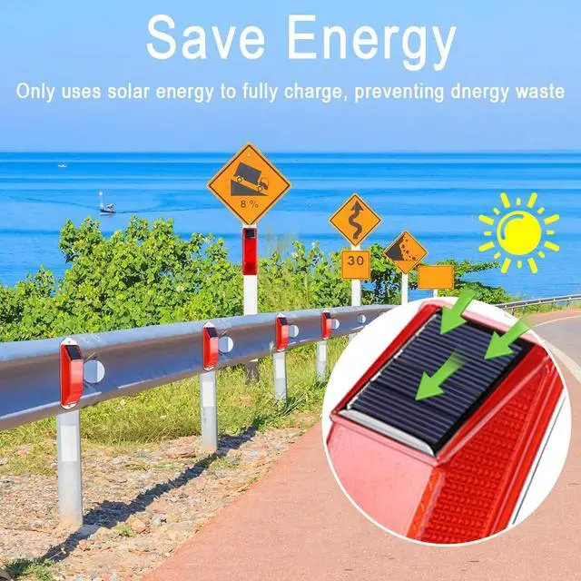 Alt view image 5 of 6 - Solar Strobe Warning Lights, IP54 Waterproof, Red, 4 Pack