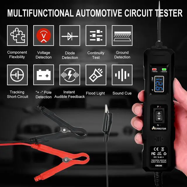 Alt view image 2 of 7 - 6V-48V DC Car Power Circuit Probe Tester with Dual LED Lights