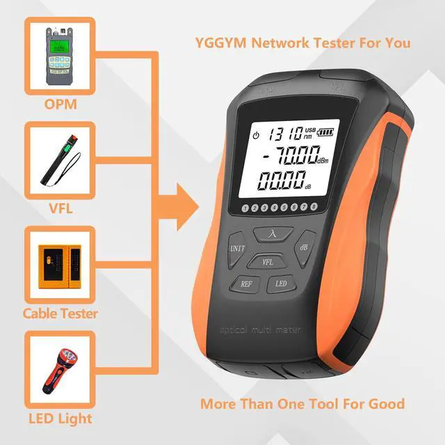 Alt view image 2 of 7 - Optical Power Meter with Visual Fault Locator, Fiber Light Meter with Cable Tester Function and Li-ion Battery USB Charge for FC/SC/ST Universal Interface