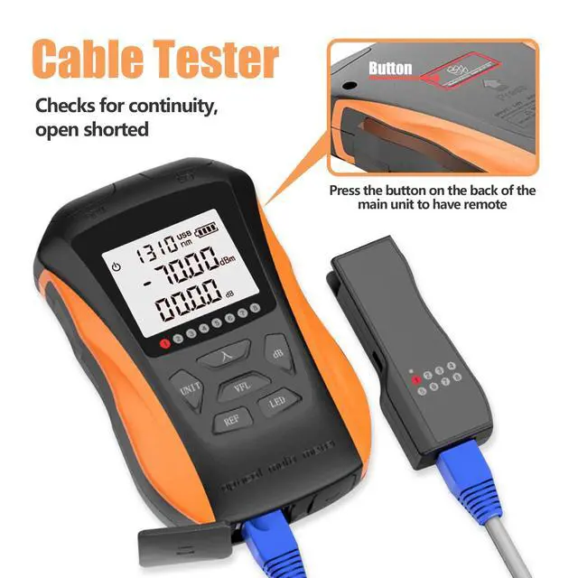 Alt view image 5 of 7 - Optical Power Meter with Visual Fault Locator, Fiber Light Meter with Cable Tester Function and Li-ion Battery USB Charge for FC/SC/ST Universal Interface