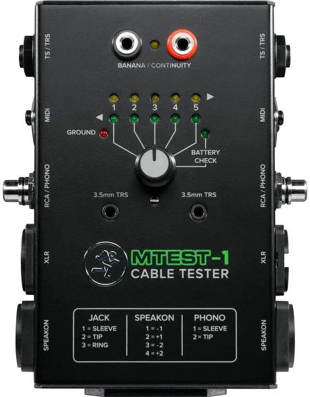Main image of Cable Tester, 5-Way Switch Battery-Powered Connector Test, Black, (MTest-1)