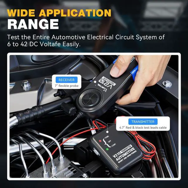 Alt view image 7 of 7 - V210 Wire Tracer Circuit Breaker Finder, Automotive Circuit Tester Open & Short Circuit Finder, Broken Wire Detector Tool Cable Tracker Break Locator Electrical DC 6-42V