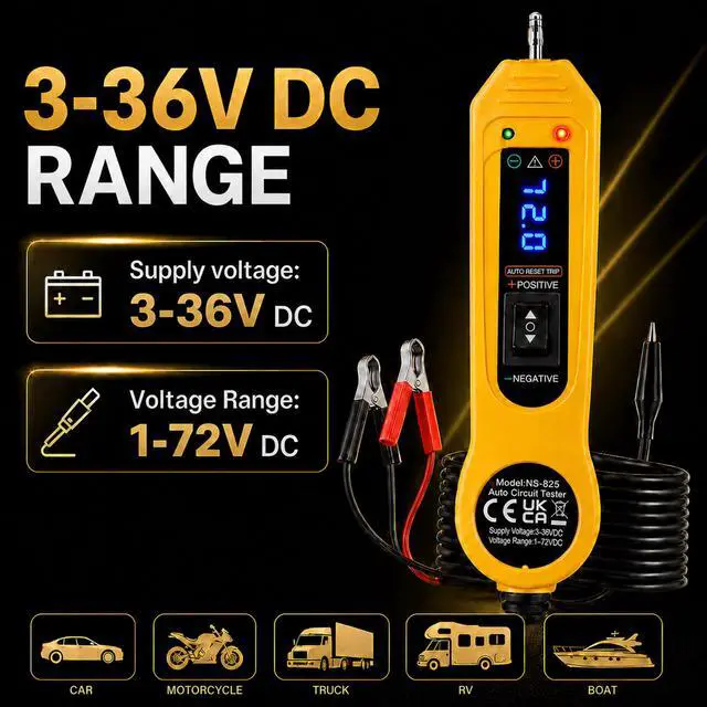 Alt view image 2 of 7 - Automotive Test Light Probe Kit, 3-36V DC Power Circuit Probe Tester with Voltmeter, Auto Electrical Voltage Fuse Continuity Tester Tool with Black Carrying Case