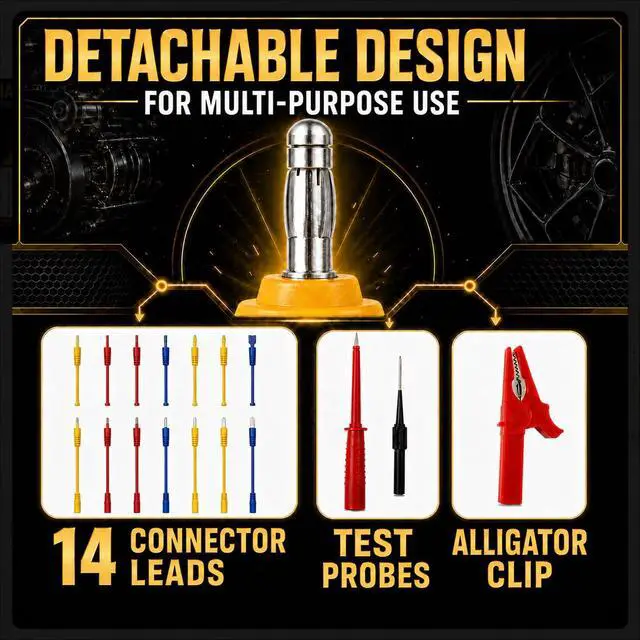 Alt view image 5 of 7 - Automotive Test Light Probe Kit, 3-36V DC Power Circuit Probe Tester with Voltmeter, Auto Electrical Voltage Fuse Continuity Tester Tool with Black Carrying Case